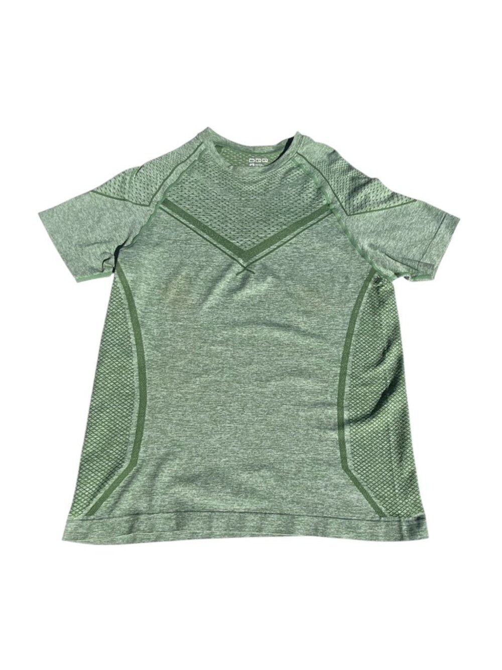 OQQ Men’s Medium Green Seamless Short Sleeve Athletic Performance Shirt, M